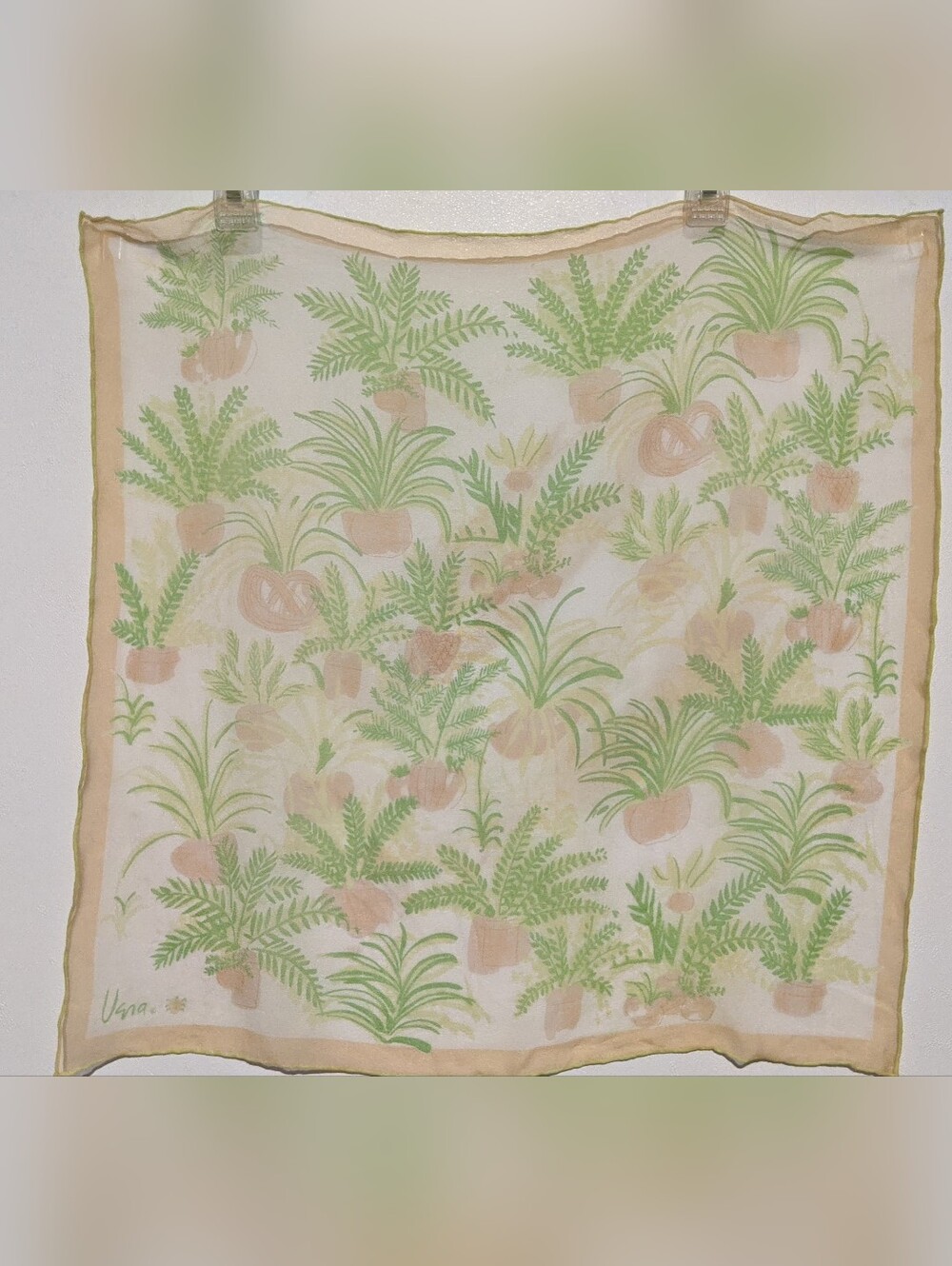 Vintage Vera Neumann Sheer Potted Plant Square Scarf